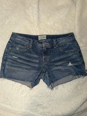 Aeropostale Women's Blue Distressed Denim Cutoff Shorts